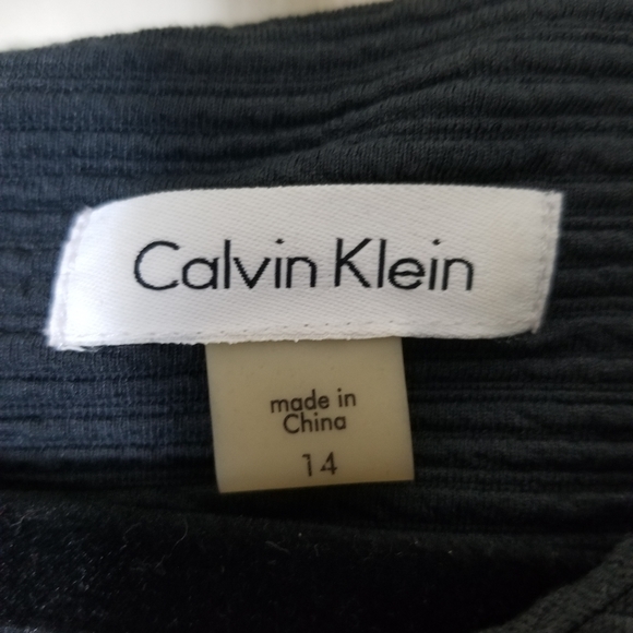 CALVIN KLEIN 14 gray ribbed knit 3/4 sleeve dress - Picture 7 of 8